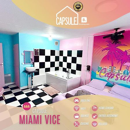 Capsule Miami Vice - Jacuzzi - Billard - Ecran Cinema & Netflix - Ping-Pong - Nintendo & Jeux- Liévin Exteriér fotografie