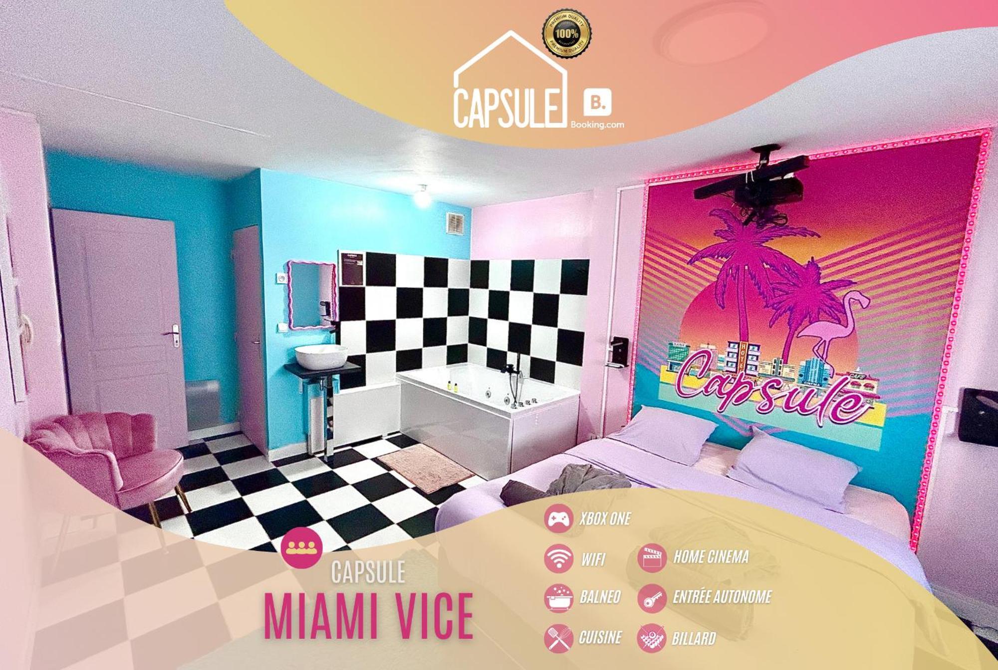 Capsule Miami Vice - Jacuzzi - Billard - Ecran Cinema & Netflix - Ping-Pong - Nintendo & Jeux- Liévin Exteriér fotografie